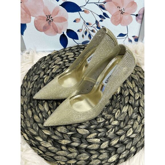 Steve Madden Women's Martina Rhinestone Pointed-Toe Pumps - Gold 7 - Picture 1 of 5